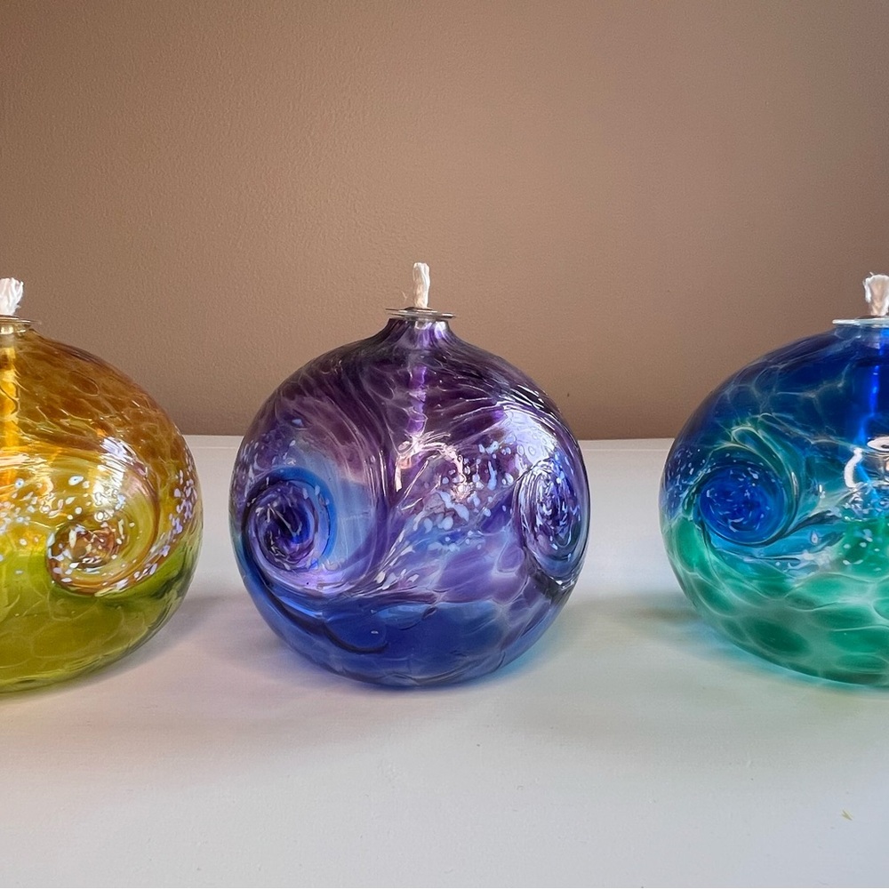 Handblown Oil Lamps - Van Gogh inspired Starry Night Candle Globe